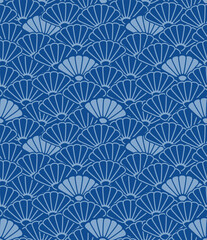 Japanese Flower Fan Vector Seamless Pattern