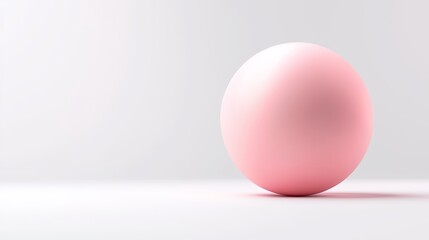 Fototapeta premium Closeup of a single pink egg on clean white surface, study in minimalist photography