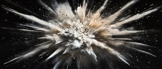 Explosive blast event laboratory visual effects dark background aerial view energy release concept