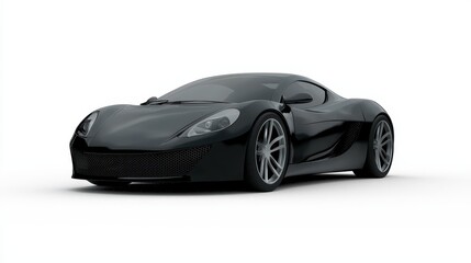 Obraz premium Sleek black car on white, ideal for automotive projects, websites, and graphic design
