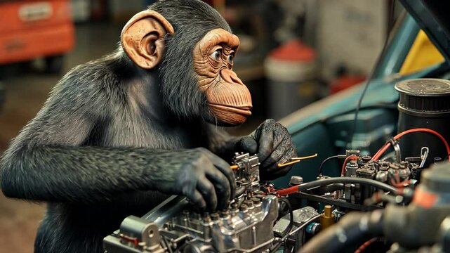 Chimpanzee Mechanic: A Hilarious Car Repair Scene