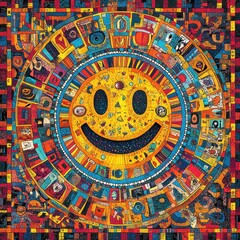 Obraz premium A colorful and detailed illustration featuring a smiling happy face