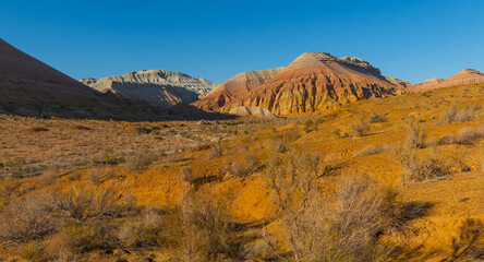 Picturesque clay mountains  in Altyn Emel National Park in southeastern Kazakhstan