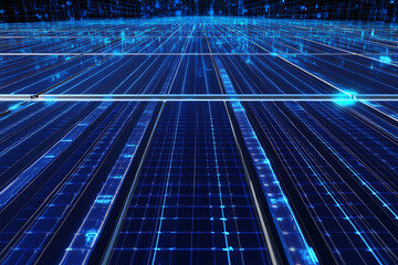 Dynamic data flow visualization digital environment 3d rendering technology landscape aerial perspective futuristic concept