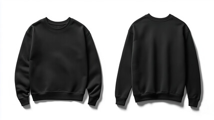 A charcoal crewneck sweatshirt is displayed from the front and back and a flat lay concept is used as a mockup design template