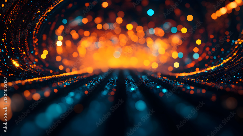Wall mural close-up of dynamic light patterns vibrant abstract digital art with motion