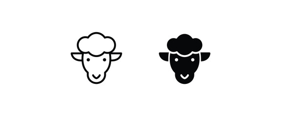 Sheep icon. Animal head. Farm icon button, vector, sign, symbol, logo, illustration, editable stroke, flat design style isolated on white