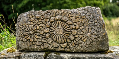 A weathered stone covered in intricate patterns formed by erosion