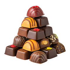 chocolate candies on white background