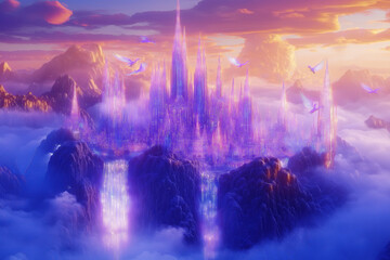 Enchanted Crystal Castle Floating