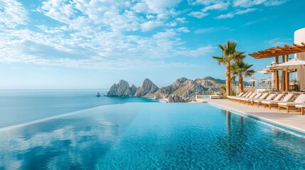 Fototapeta premium Luxury infinity pool with breathtaking ocean views