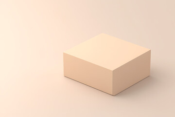Minimalist display of a plain beige box studio setting product photography soft lighting modern aesthetic