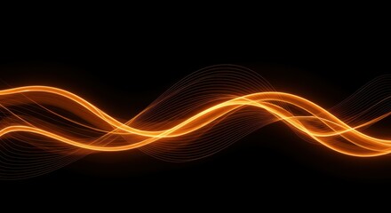 glowing orange light trails, wavy energy streams, abstract neon lines, black background, futuristic, dynamic motion, ethereal, luminous curves, electric flow, long exposure photography style, sleek, m