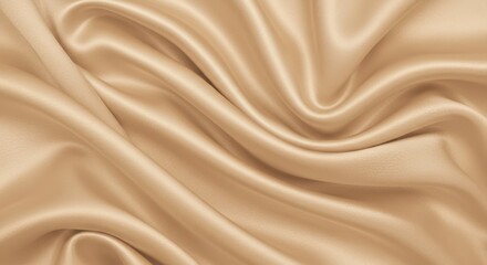 Fototapeta premium Smooth silk fabric, flowing folds, champagne beige color, luxurious texture, soft sheen, undulating waves, delicate draping, high-resolution detail, studio lighting, close-up photography, fashion text