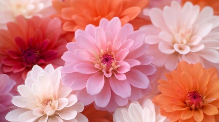 Obraz premium Delicate pastel dahlia flowers creating beautiful floral background