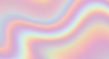 Pastel holographic waves, iridescent flowing pattern, soft gradient colors, pink and blue hues, shimmering rainbow effect, ethereal abstract background, smooth undulating curves, dreamy texture, pearl