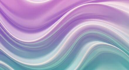 Obraz premium Abstract waves, soft pastel colors, purple and teal gradient, flowing curves, smooth texture, ethereal pattern, dreamy background, undulating lines, soothing aesthetic, gentle motion, silky appearance