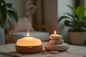 Relaxing Atmosphere with Candles and Stones in Modern Home Decor