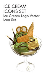 Ice cream logo vector icon set 
