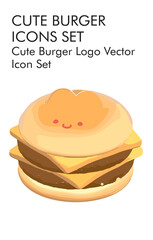 Cute burger logo ector icon set 