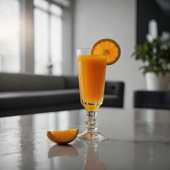 an orange juice drink in a cocktail glass with a white straw  Orange margarita cocktail resting on a bar countertop Tall glass filled with Aperol spritz and ice, topped with a float of orange liqueur 