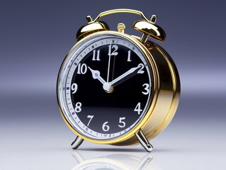 Elegant Gold Alarm Clock with Black Face Time Management Concept Close up Studio Shot