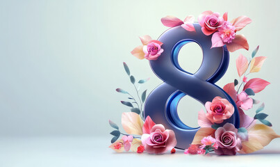 vibrant number 8 surrounded by colorful floral decorations, symbolizing beauty and elegance