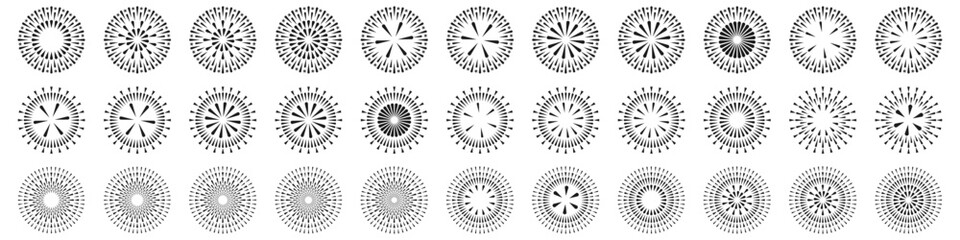 Set of creative fireworks explosion design vectors, ornament fireworks colorful design vector.