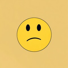 Fototapeta premium A simple cartoon showing a yellow circle with a frown on it