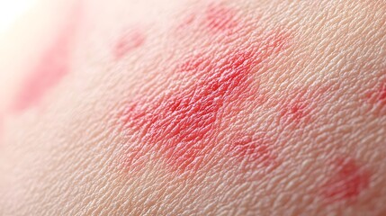 Fototapeta premium Close up View of Patient s Skin Showing the Characteristic Red Sandpaper like Rash Associated with Scarlet Fever Depiction with High Medical Accuracy and Detailed Texture