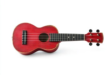 Fototapeta premium Red Ukulele on White Background