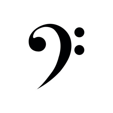 Bass clef isolated on white background, music and melody concept