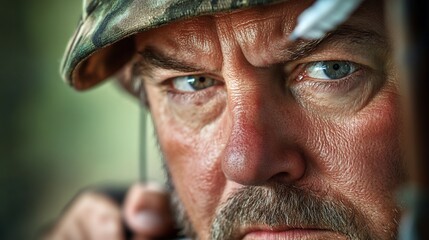 Hunter's Focused Gaze, Archery, Outdoors