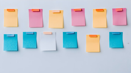 Creative approach to office planning organizing notes with colorful sticky notes