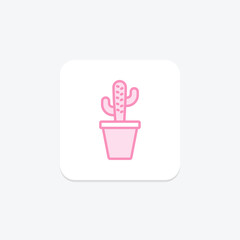 Cactus duotone line icon, vector, pixel perfect, illustrator file