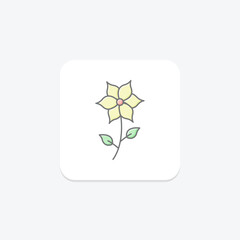 Flowers lineal color icon, vector, pixel perfect, illustrator file