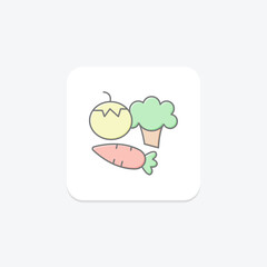 Vegetables lineal color icon, vector, pixel perfect, illustrator file