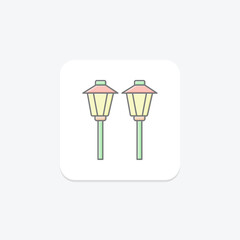 Garden Lighting lineal color icon, vector, pixel perfect, illustrator file