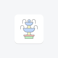 Fountain lineal color icon, vector, pixel perfect, illustrator file