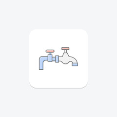 Water Supply lineal color icon, vector, pixel perfect, illustrator file