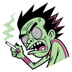 Edgy and Wacky Green Face - Cool and Quirky Vector Ar