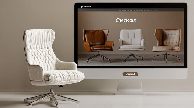 Modern chair displayed on online store.