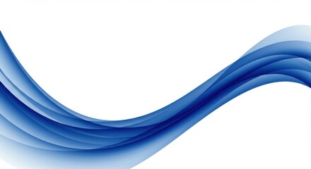 Obraz premium Abstract blue waves, flowing curves, dynamic motion, smooth gradients, white background, minimalist design, digital art, vector graphics, elegant composition, fluid shapes, corporate branding, clean a