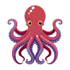Single fresh beautiful octopus vector with white background.