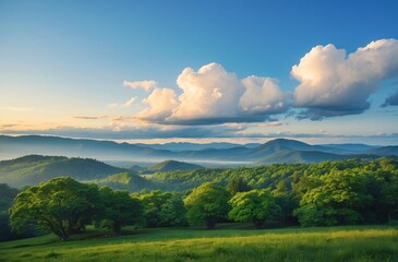 Fototapeta premium Scenic View of Rolling Hills Under a Picturesque Sky