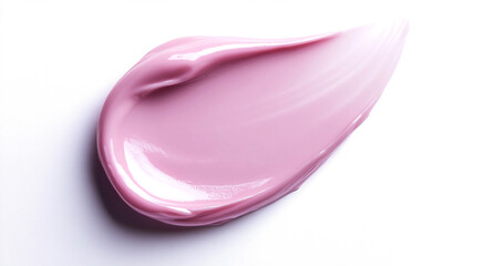 A single, isolated pink cosmetic cream swatch centered on a white background