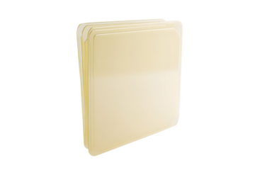 Minimalist light yellow of transparent white plastic file folder designed for office documents. Clear L-type plastic folders. Isolated on cut out PNG or transparent background. Emphasizing simplicity.