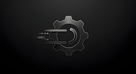 Gear Icon with Motion Blur Effect Against Dark Background