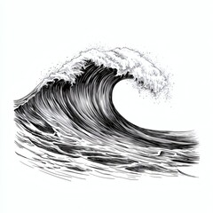 Ocean wave in engraving style