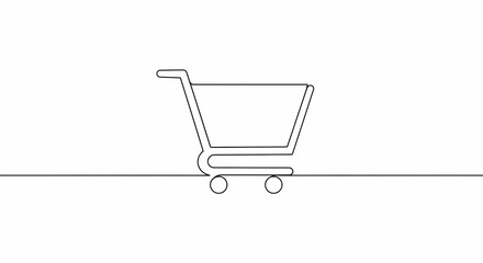 Simple Shopping Cart Line Drawing for E-commerce Business Needs